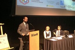 Me Nicolas Vermeys, Stéphanie Grammond et Me Julien Pelletier-David formaient le panel traitant de la justice par les médias et les médias sociaux.