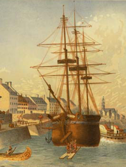 Le port de Montréal en 1830. À partir d’un dessin de Robert A. Sproule.
