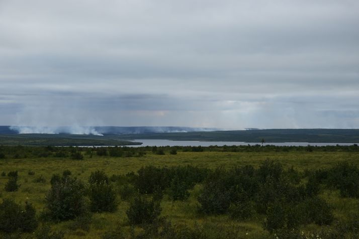 Wildfire smoke seen from near the Trail Valley Creek research site in August 2023.