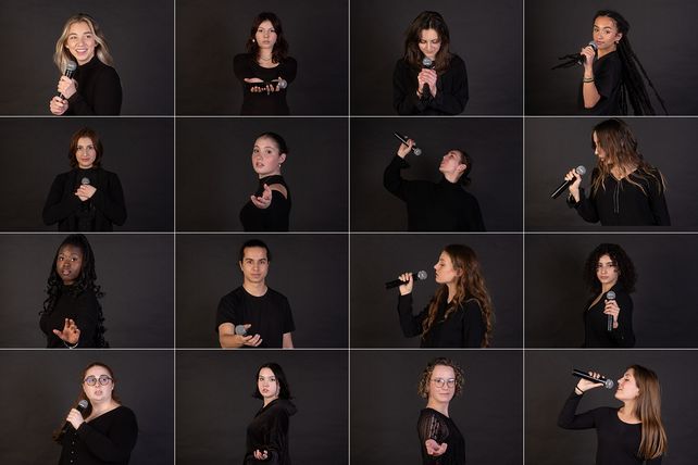 Les 16 interprètes de la troupe Chant populaire Université de Montréal