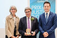 La juge en chef du Québec Manon Savard, Pierre Noreau et le ministre Simon Jolin-Barrette