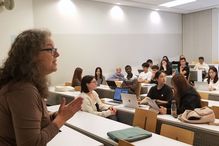 Sorel Friedman in front of her class