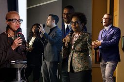 Sandra Rabrun (directrice du Sommet Jeunes Afro), Michaelle Jean (ancienne gouverneure générale du Canada) et Edouard Staco (Président du Sommet Jeunes Afro)