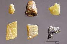 Quelques objets trouvés dans l’abri Bombrini, en Ligurie, sur la Riviera ligure, par des archéologues de l’Université de Montréal et de l’Université de Gênes.