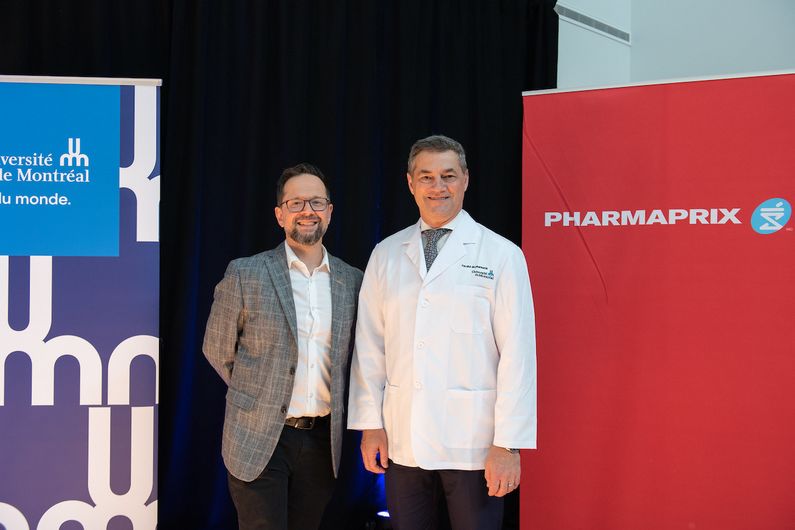 Simon de Denus, doyen, Faculté de pharmacie de l’Université de Montréal et Jeff Leger, président de Pharmaprix
