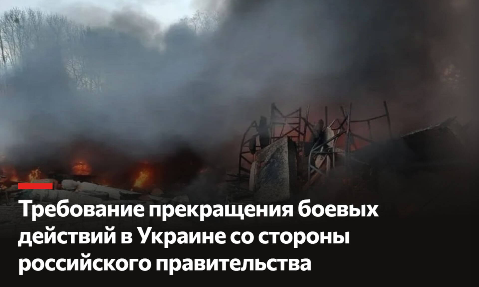 «Demande adressée au gouvernement russe de mettre fin aux combats en Ukraine» (traduction libre d'une pétition électronique diffusée par «les Russes contre la guerre avec l'Ukraine»).