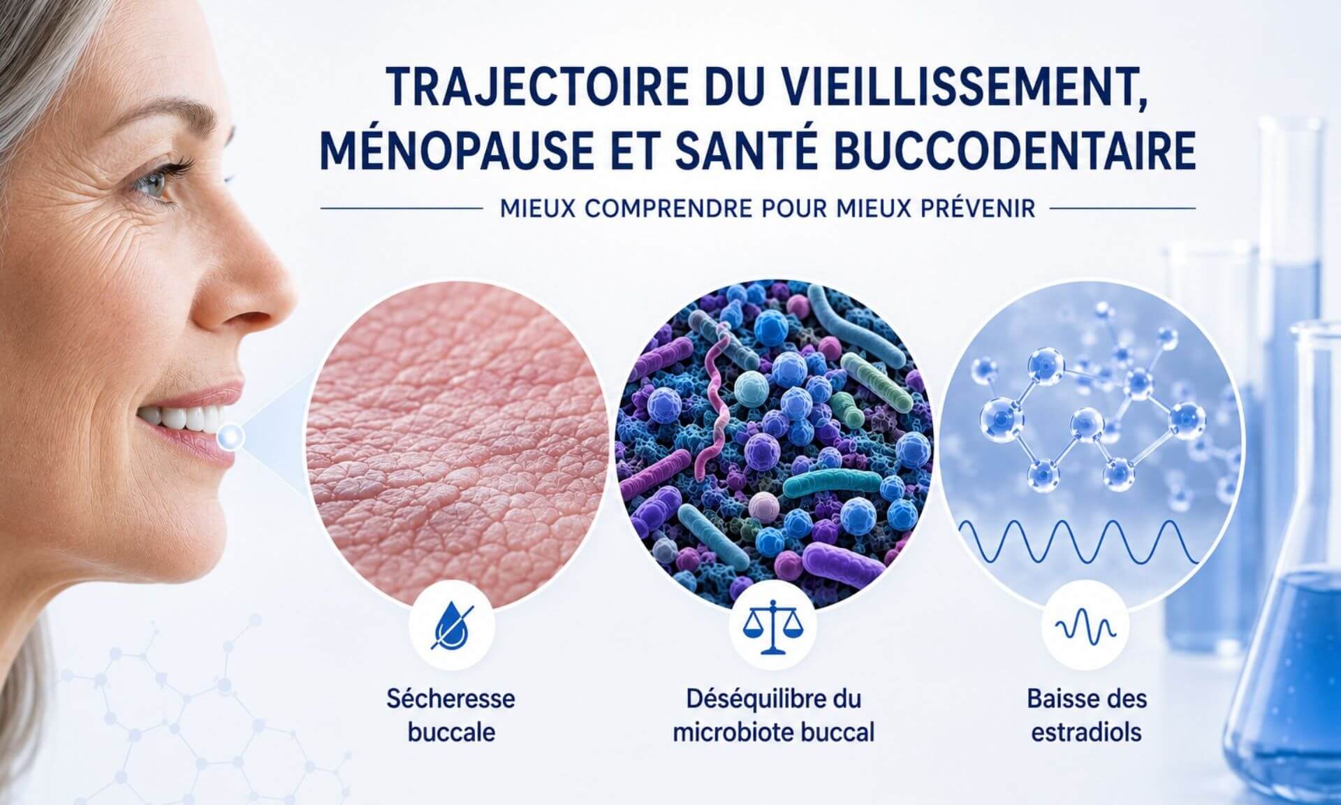 La ménopause chamboule profondément l’environnement buccal.