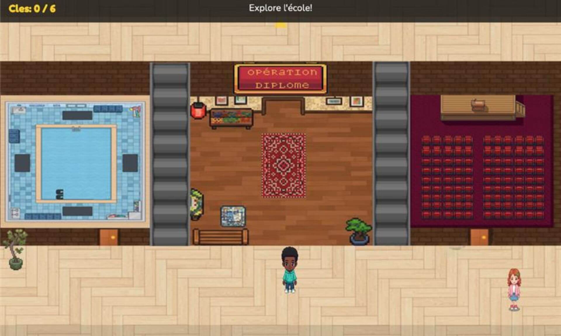 Une capture d'écran du jeu «Opération diplôme», réalisé par Abdelmouhcine Messaad, Ali Awada et Roustom Abdeldjalel Cherir, et ayant gagné la première place.