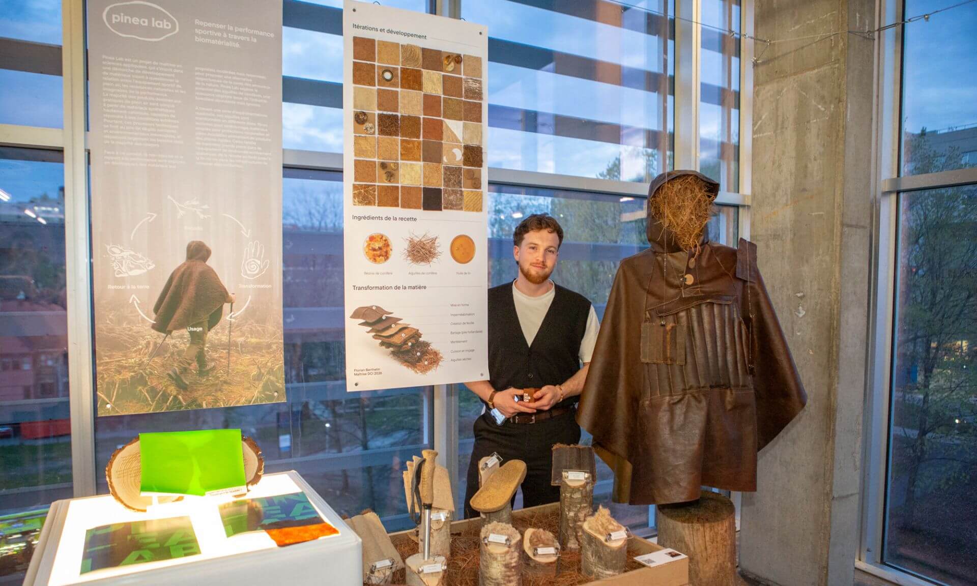 Florian Berthelin, étudiant à la maîtrise en design, création et innovation, présente son projet Pinea lab.