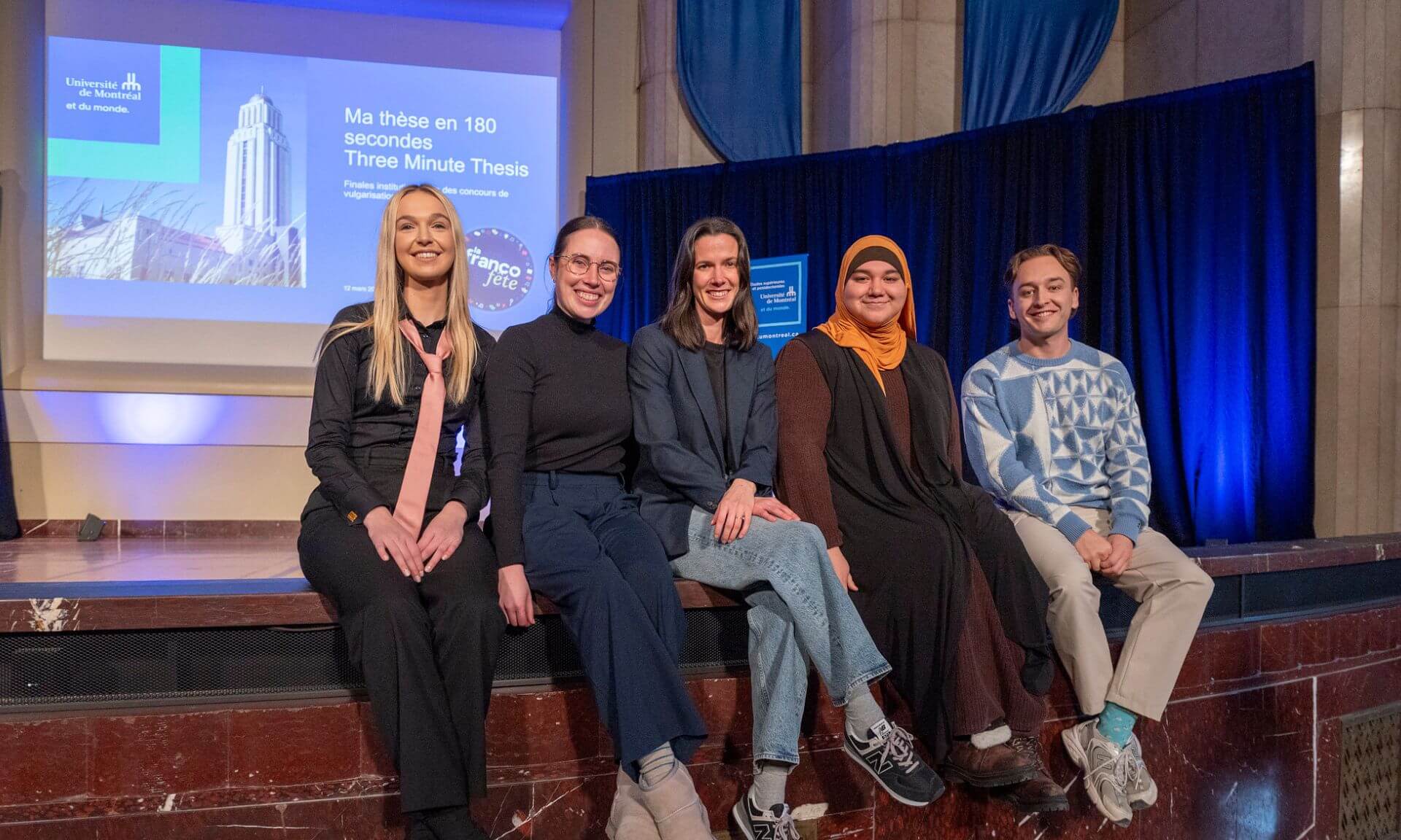 De gauche à droite: Karlee Lefebvre, Florence Piché, Gabrielle Cadotte, Lyna Hanafi et William Jubinville