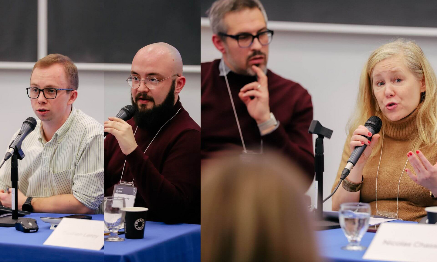 Nicolas Chassé, Bastien Leroy, Luca Sollai et Deborah Barton lors du pannel « Médias et journalisme à travers un regard historique ».