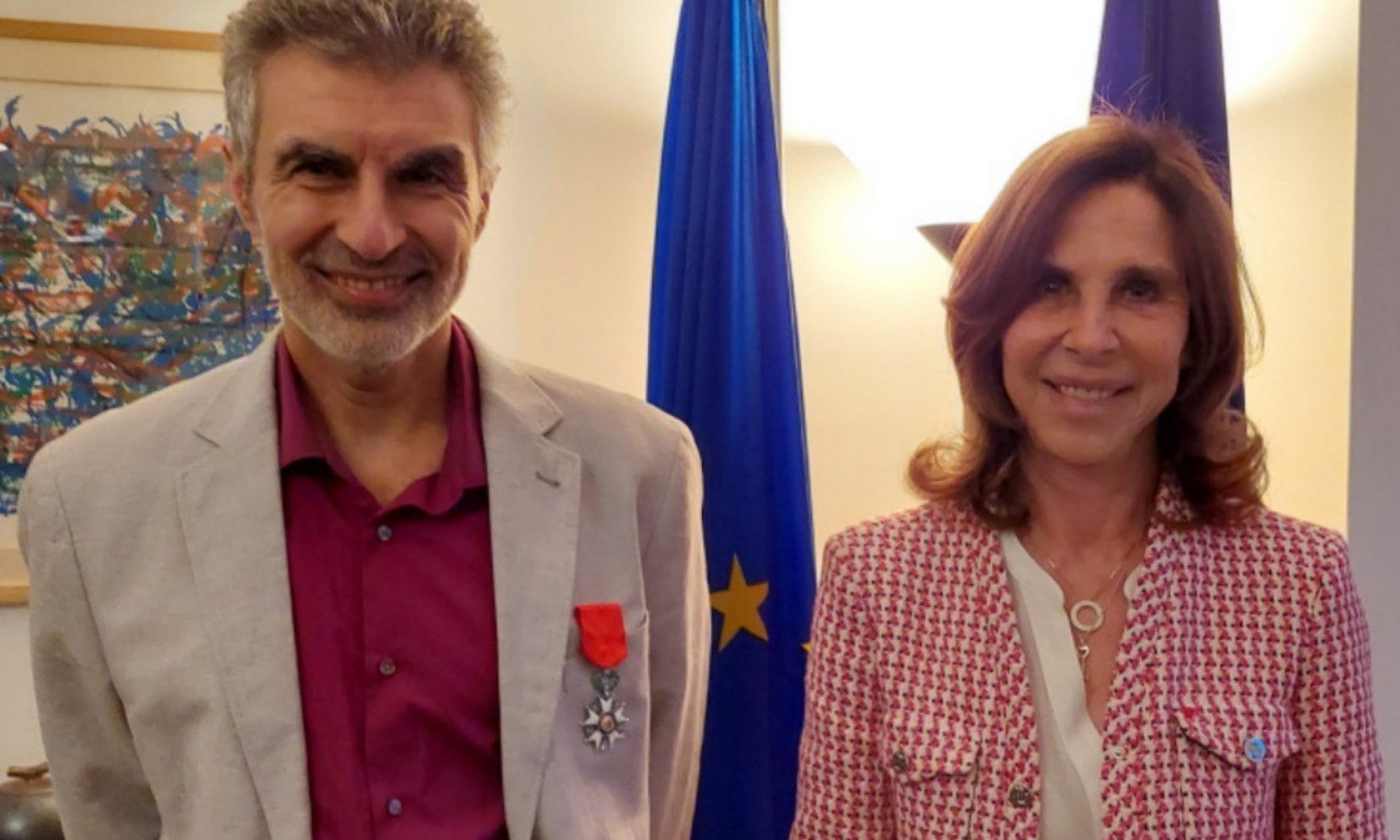 Yoshua Bengio, professeur à l'Université de Montréal et fondateur de Mila, et Kareen Rispal, ambassadrice de France au Canada