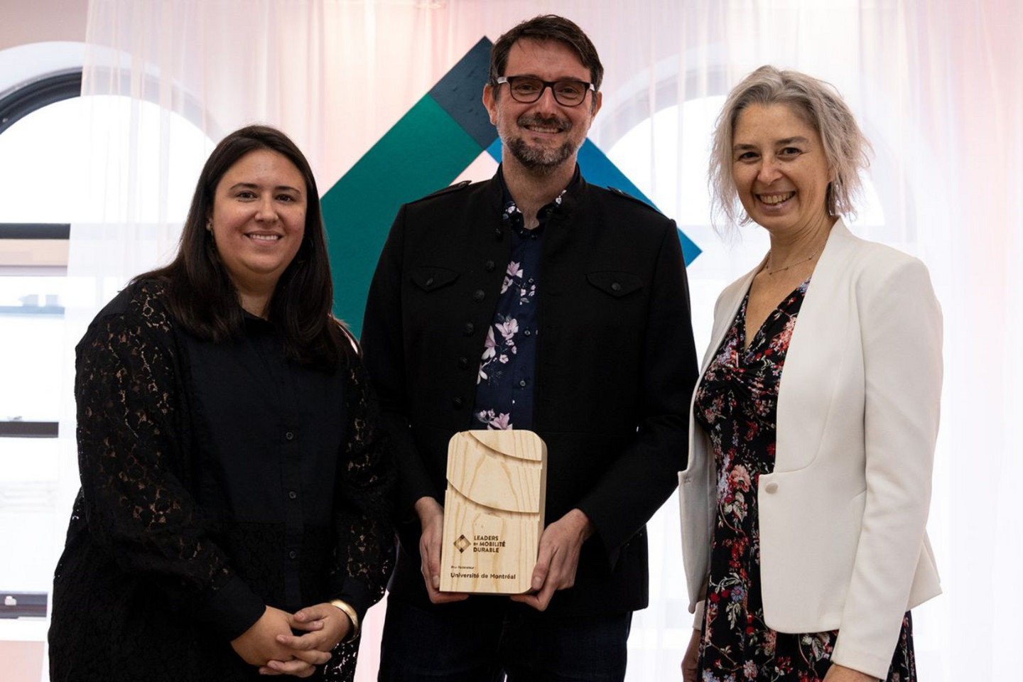 Elisabeth Tremblay, directrice MOBA (CGD du Grand Montréal), Stéphane Béranger, coordonnateur de l’Unité du développement durable de l’Université de Montréal et Aline Berthe, directrice générale MOVIA