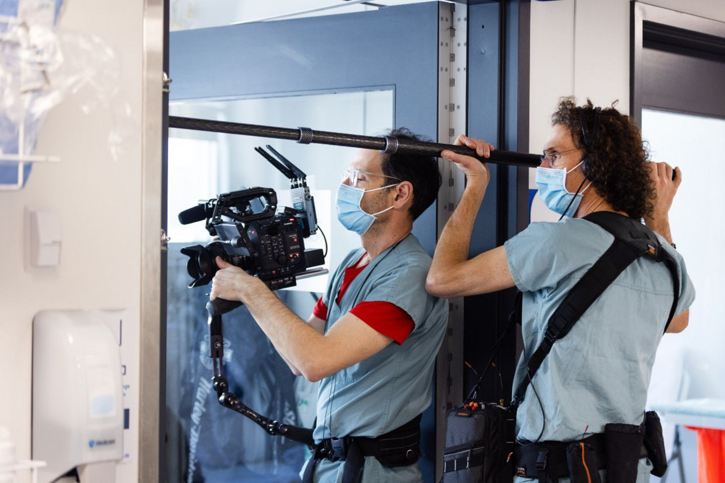 Équipe de tournage en action