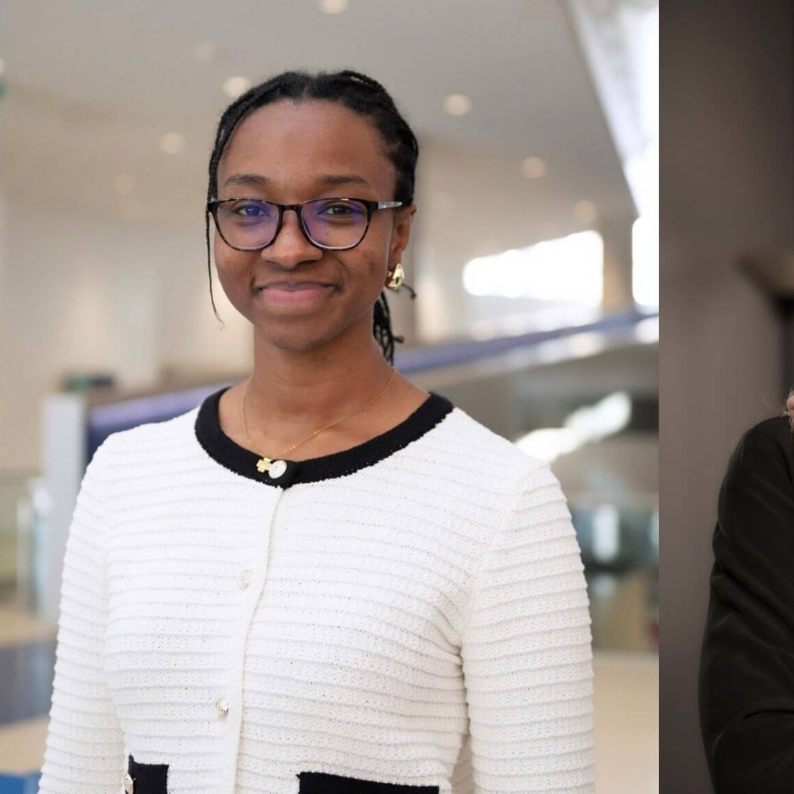 À gauche, Halima Simpara, coordonnatrice au Bureau des communications et des relations publiques; à droite, Sonia Lupien, directrice du Centre d’études sur le stress humain et professeure titulaire au Département de psychiatrie et d’addictologie.