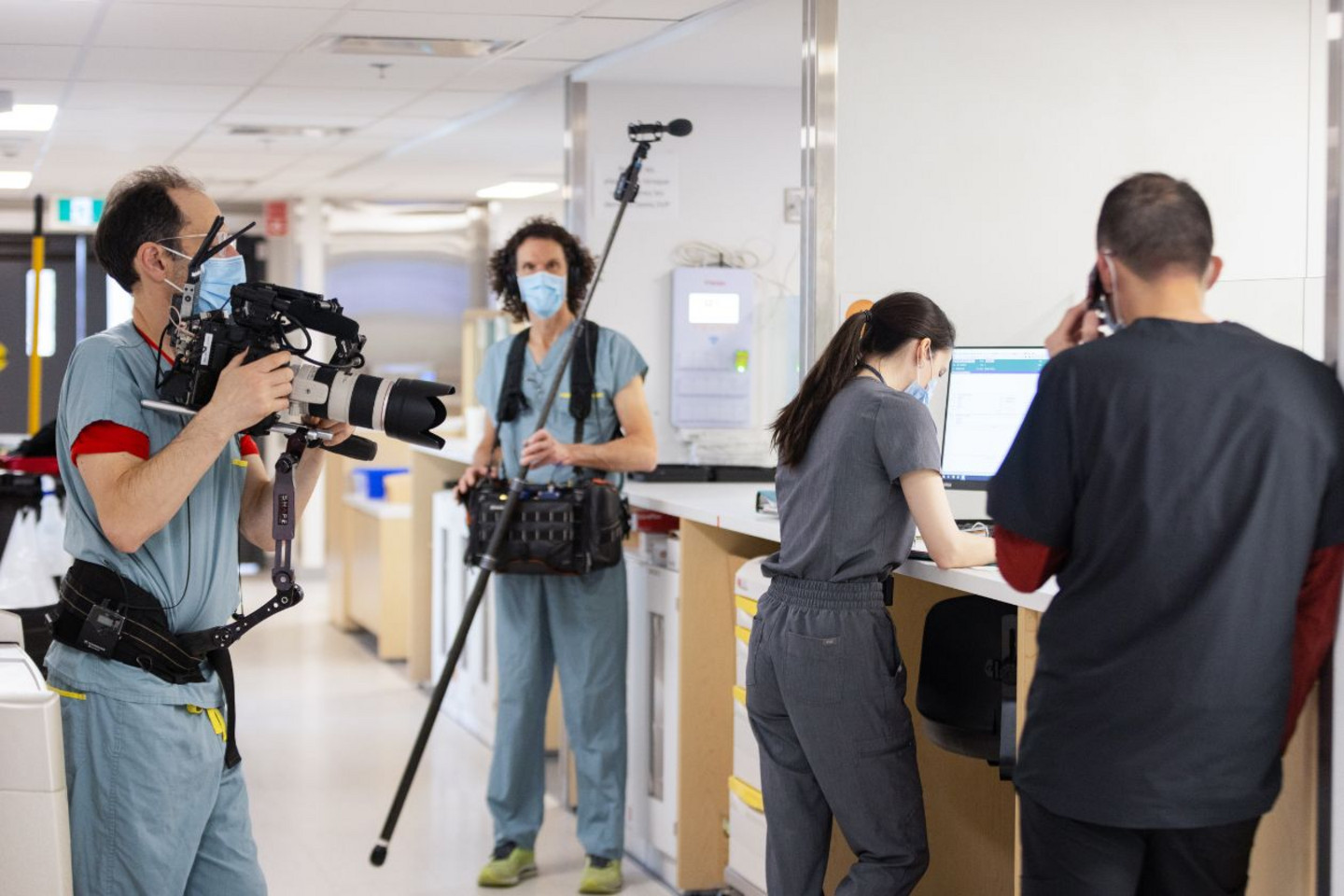 Équipe de tournage en action