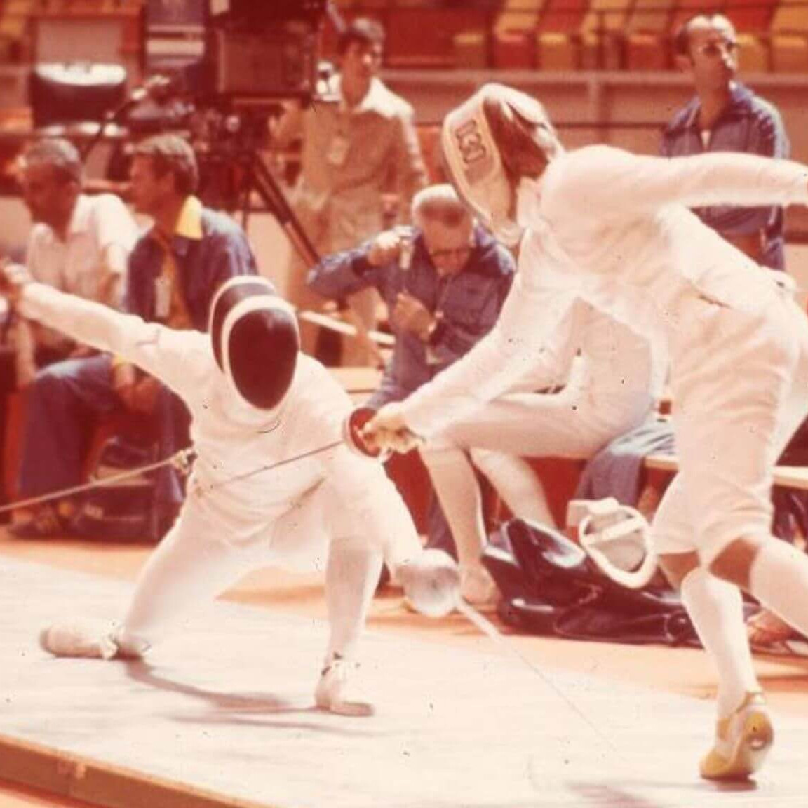 Thomas Bach durant les Jeux Olympiques de Montréal où il a remporté une médaille d'or en escrime au Cepsum.