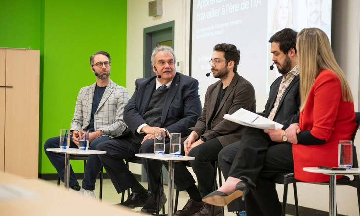 À l'occasion des Grands entretiens de la Faculté des sciences de l'éducation, des membres de la communauté universitaire ont assisté à la table ronde «Apprendre et travailler à l’ère de l’IA: la réponse de l’école aux besoins du marché du travail».