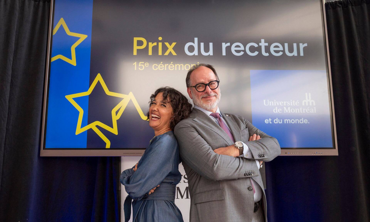 L’animatrice Sophie Fouron et le recteur Daniel Jutras