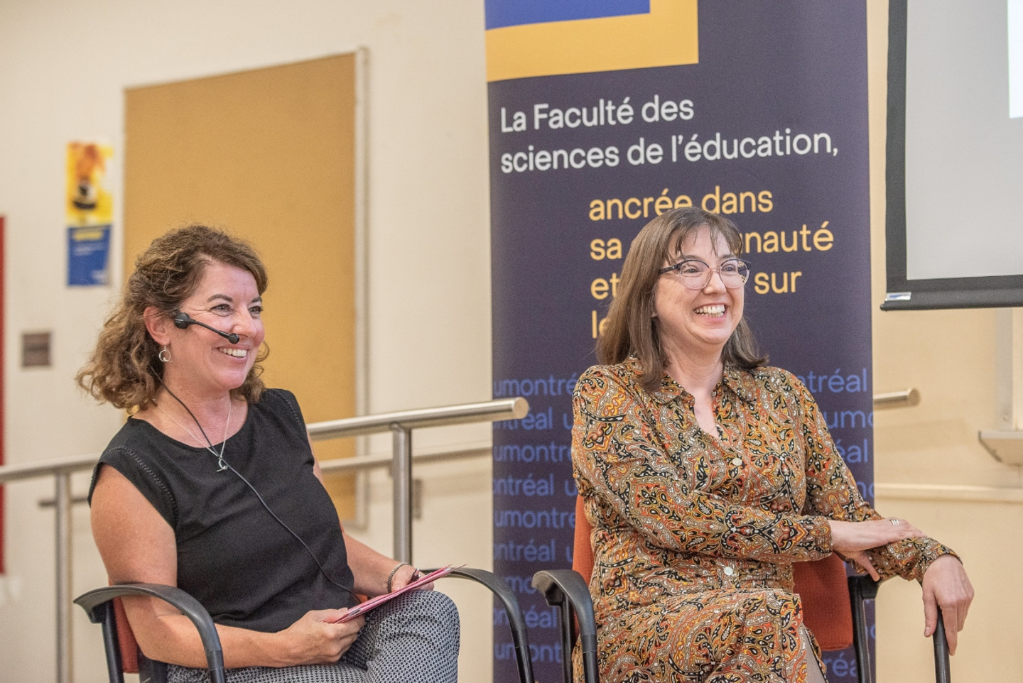 Karine Pouliot, coordonnatrice des mesures de soutien en français au Centre de formation initiale des maitres (CIFM) de l’Université de Montréal et Marie-Claude Boivin, professeure en didactique du français, directrice du CIFM et vice-doyenne associée à la langue française à la Faculté des sciences de l’éducation de l’Université de Montréal