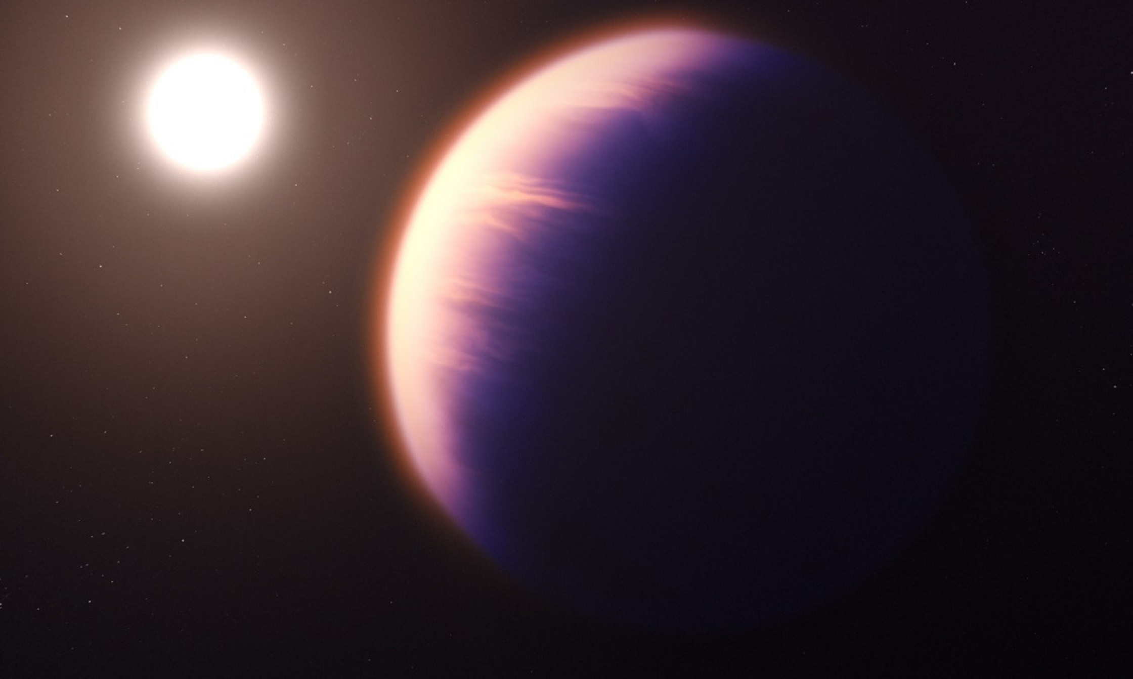 Illustration montrant à quoi pourrait ressembler l'exoplanète WASP-39 b, selon les connaissances actuelles de la planète.