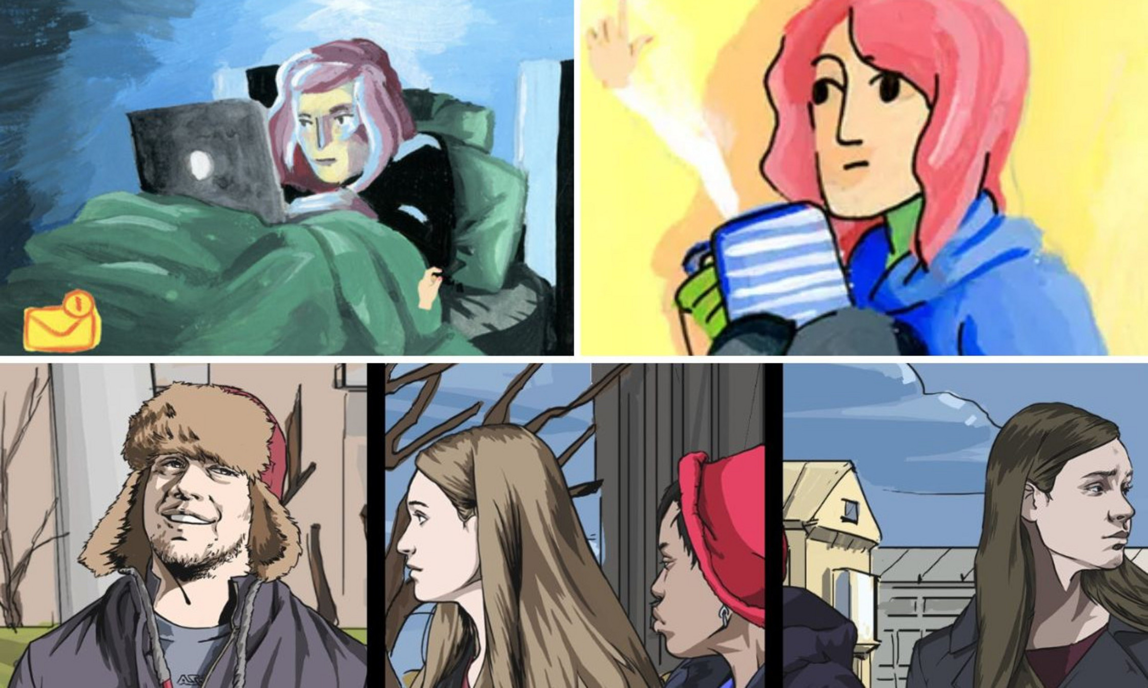 Les deux images en haut: «Freshman year» et en bas: «Decisions that matter»