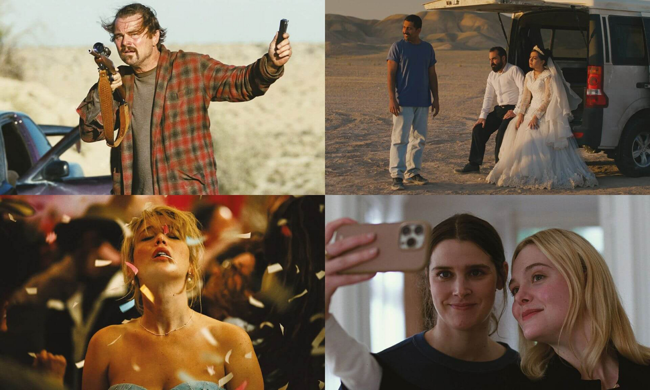 Des scènes tirées des films «Une bataille après l’autre», de Paul Thomas Anderson, «Un simple accident», de Jafar Panahi, «Meurs mon amour», de Lynne Ramsay, et «Valeur sentimentale», de Joachim Trier