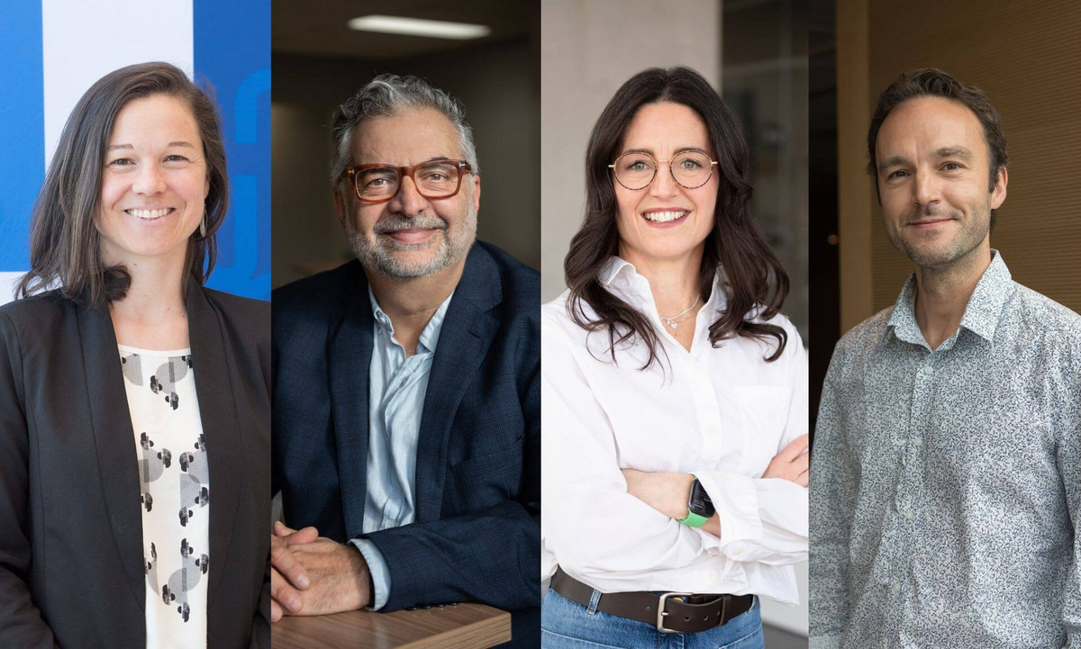 Les professeurs Cécile Aenishaenslin, Malek Batal, Marie-Ève Bouthillier et Jean-François Lapierre