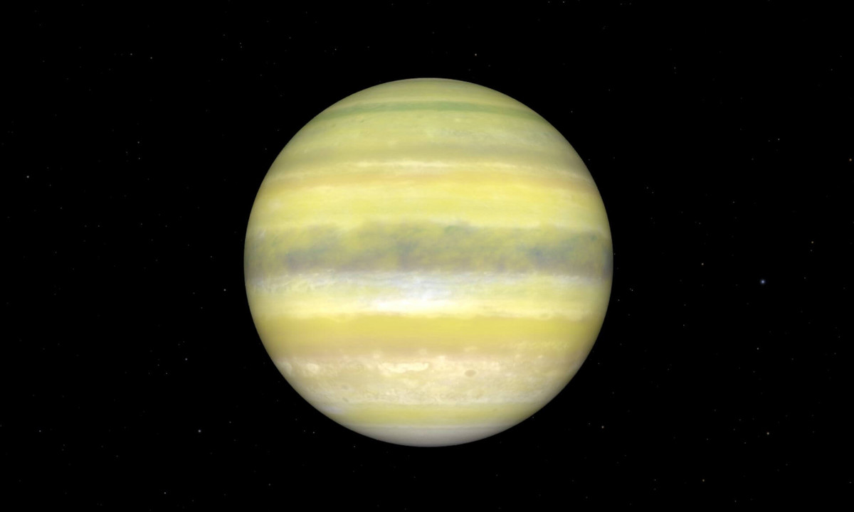 An artistic representation of hazy exoplanet LP 791-18 c.