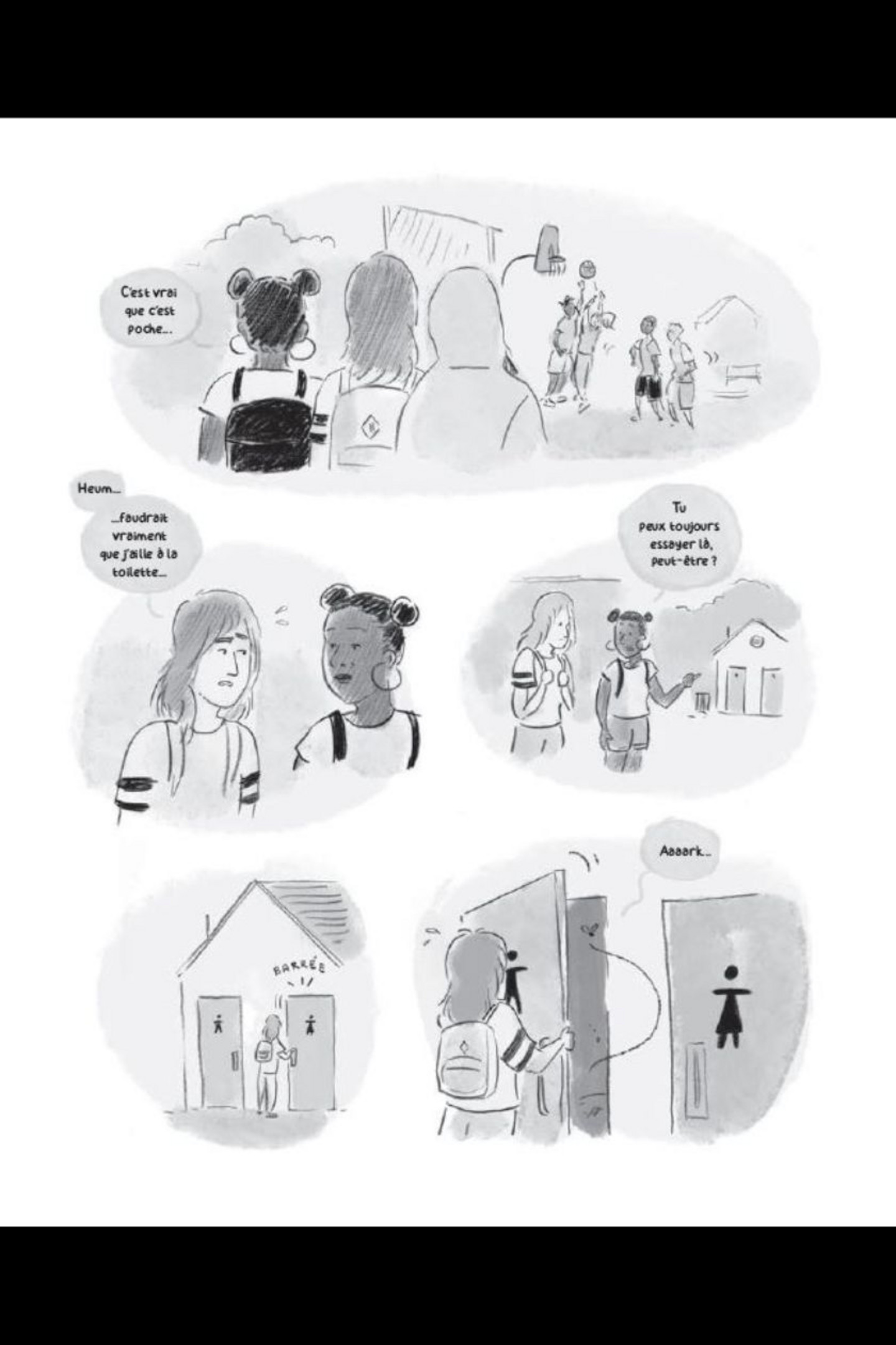 Planche de «Chiller à Montréal», dirigé par Valérie Amiraux et illustré par Alexandra-Dion-Fortin 