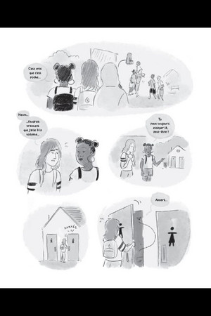 Planche de «Chiller à Montréal», dirigé par Valérie Amiraux et illustré par Alexandra-Dion-Fortin 