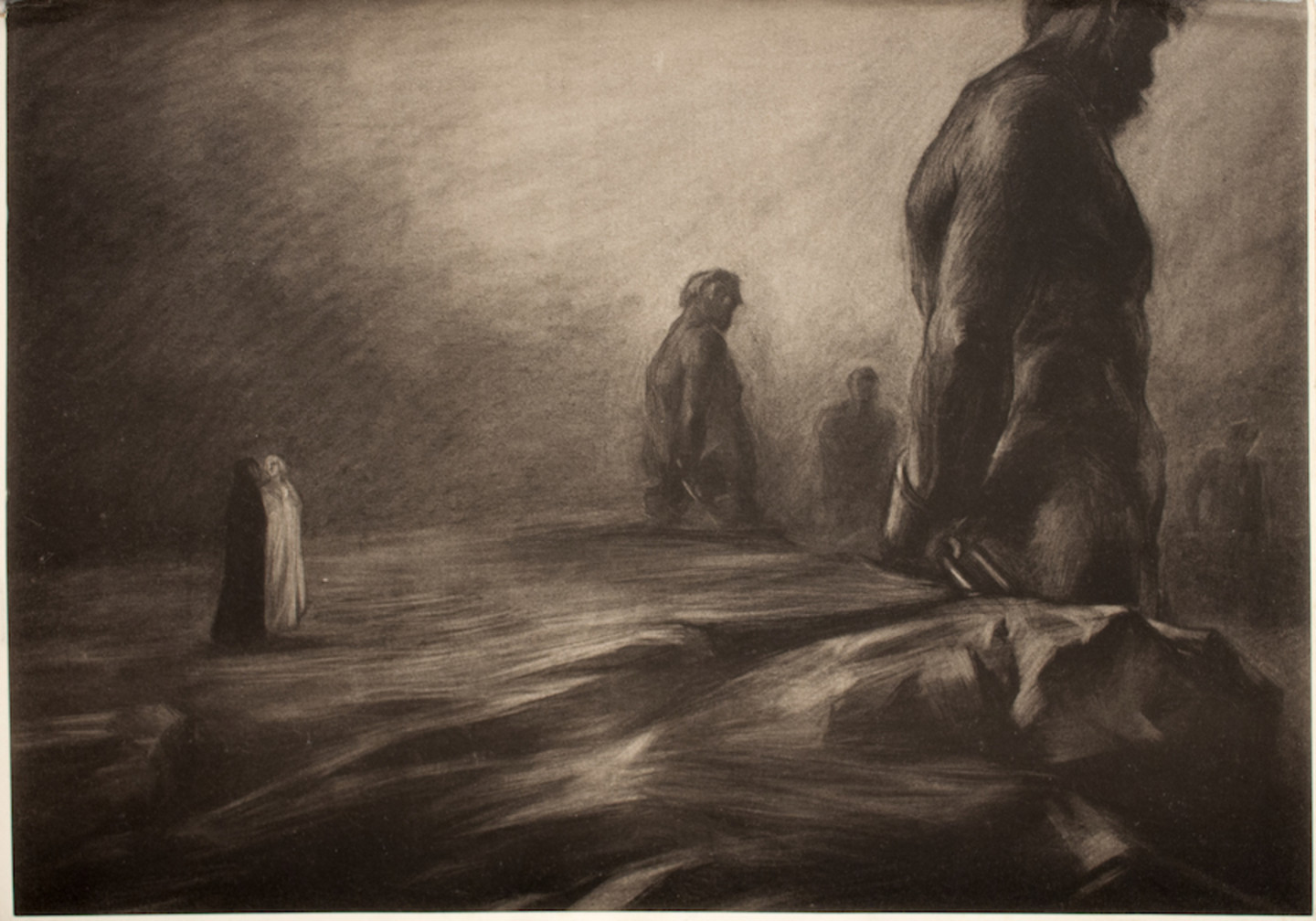 Dante Alighieri, Divina Commedia novamente illustrata da artisti italiani, Florence, Fratelli Alinari, 1902-1903. L'image représente Dante et Virgile devant les Géants à la fin du huitième cercle de l'Enfer.