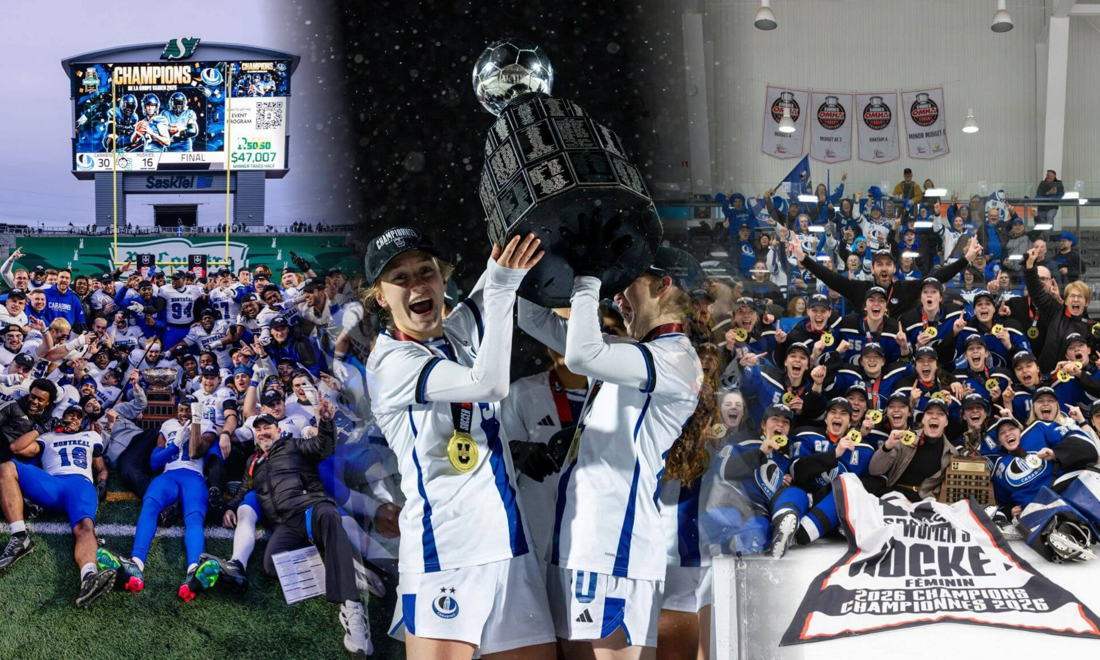 Jamais une même université n’avait obtenu trois titres nationaux de sports collectifs dans une même année au Québec.